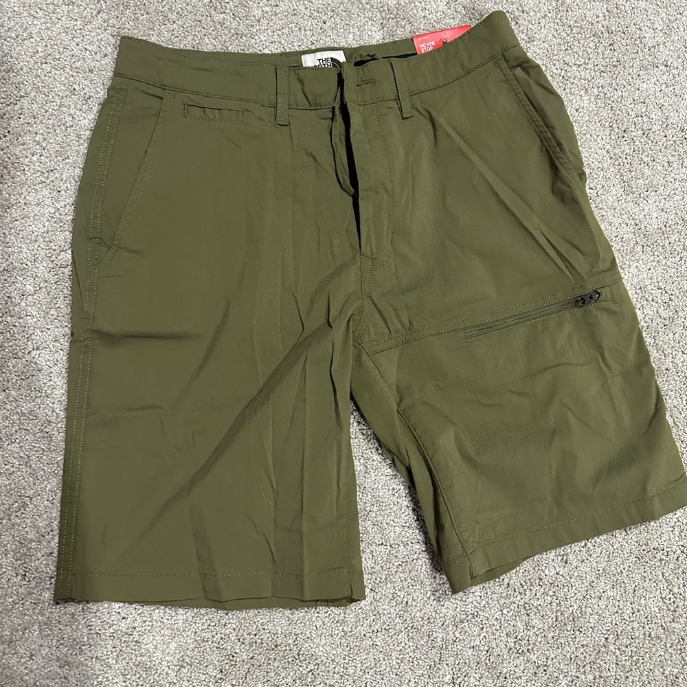 Army green North Face shorts